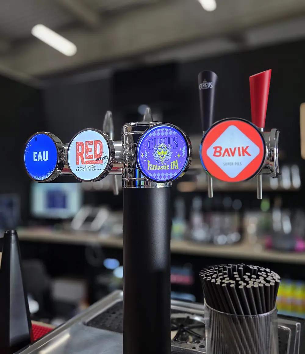 The beer taps at the BassinVR bar
